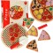 Set de joaca din lemn, pizza cu accesorii, 20 cm