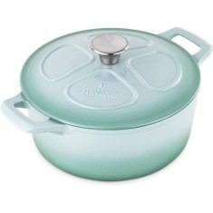 Oala antiaderenta din fonta Navaris pentru plite/cuptoare - 24 cm - 3,5 l - verde deschis, 48777.01.71 foto