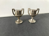 Frumos set de 2 Cupe in miniatura din alama argintata veche,stare perfecta