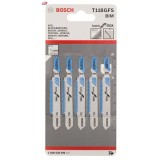 Bosch T 118 GFS - Set panze fierastrau pendular tija cu un prag de prindere (T) 83 mm inox taiere dreapta fina 5 bucati