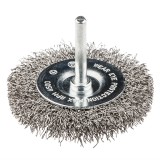 Perie disc din inox 50 mm cu ax, sarma ondulata 0,3 mm Graphite