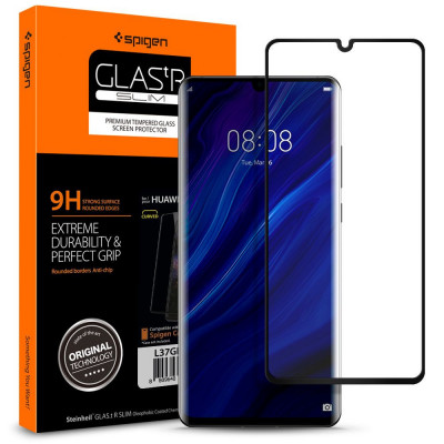 Folie de protectie Spigen Glas.TR Slim pentru Huawei P30 Pro Negru foto