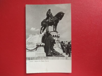 CARTE POSTALA - RPR - CLUJ - STATUIA LUI MATEI CORVIN foto