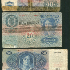 q217 UNGARIA ROMANIA SET 10, 20, 50 KORONA CU TIMBRU SPECIAL UZATE