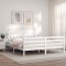vidaXL Cadru de pat cu tăblie Super King Size, alb, lemn masiv 3195302