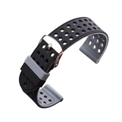 Curea silicon cu doua fete compatibila Fossil Gen 5 Smartwatch, 22mm, Negru/Gri foto