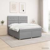 Cumpara ieftin Pat boxspring cu saltea Gri deschis 160 x 200 cm Tesatura