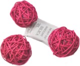 Set de 6 bile decorative Ougual, ratan, roz, 8.1 cm