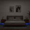 Gossi noptiere montate pe perete cu lumini led, 2 buc.,stejar fumuriu