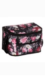 Geanta izoterma dreptunghiulara neagra florala cu fermoar 25x18x16cm
