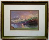 Noaptea pe pod - semnat Paul Schleusner, Peisaje, Pastel, Altul