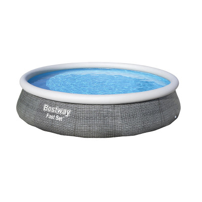 Set piscina Bestway, 3.96 x 0.84 m, pompa inclusa, model rattan, Gri foto