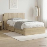 Cumpara ieftin Cadru de pat cu depozitare cu sertar Stejar Sonoma 100 x 200 cm