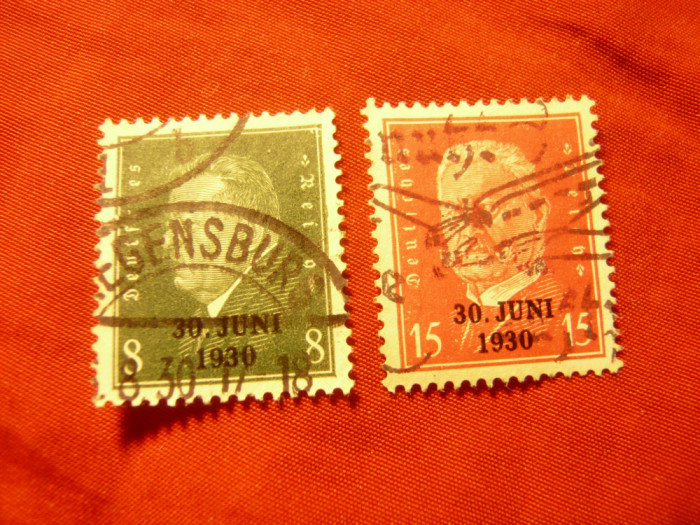 Serie Germania 1930 Deutsches Reich -supratipar 30iunie 1930, 2val. stampilate