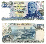 !!! RARR : ARGENTINA - 5.000 PESOS (1977-1983) - P 305 b 1- UNC / SERIA B