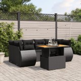 Cumpara ieftin Set canapele de grădină cu perne, 7 piese, negru, poliratan