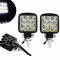 Set Mini Proiector LED Auto Offroad 27W 12V-24V, Patrat