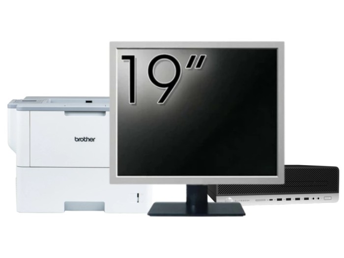 Pachet Calculator Second Hand HP ProDesk 800 G3 SFF, Intel Core i5-7500 3.40-3.80GHz, 8GB DDR4, 256GB SSD + Monitor 19&amp;quot; &amp; Imprimanta Brother HL-L