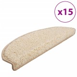 Cumpara ieftin Covorase pentru scari, 15 buc., 65x21x4 cm, crem, semirotunde, mari