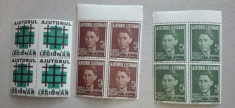 TIMBRE ROMANIA 1940 AJUTORUL LEGIONAR 3 BLOCURI DE 4 TIMBRE MNH foto