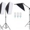 Kit de 3 softboxuri cu macara ajustabila, 3 trepiezi reglabili 200 cm, 3 becuri 85W