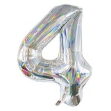 Balon Petrecere din Folie Argintie Holografica Nr.4 - 82cm, CMCLASS
