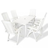 vidaXL Set mobilier de exterior, 7 piese, alb, plastic 275075