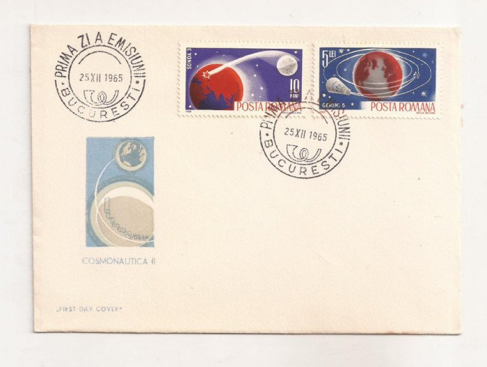 P1 Plic FDC-Prima zi a emisiunii - Cosmonautica 2, necirculat 1965