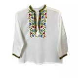 Cumpara ieftin Camasa Tip Ie Traditionala de Baieti Alba cu Motiv Floral Multicolor - ITB08