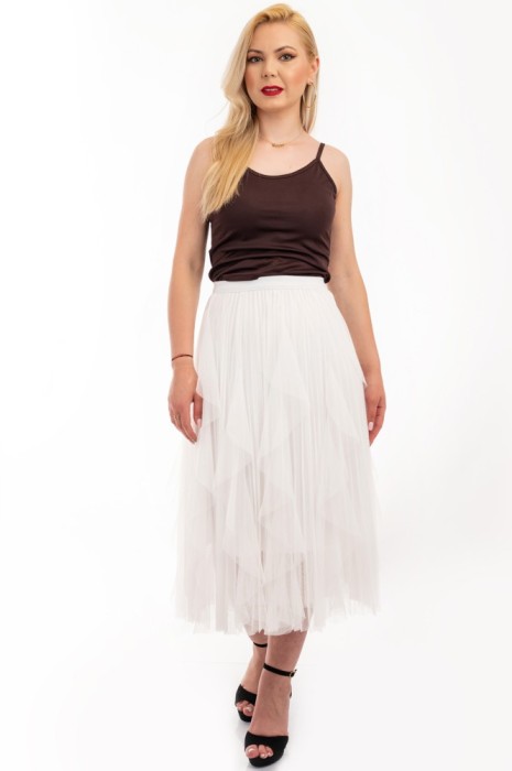Fusta Tulle Plisat Ema Alba