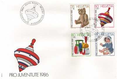 Elvetia 1986 - jucarii, serie pe FDC foto