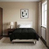 vidaXL Duvet de iarnă Patos Negru 140 x 220 cm Microfibră 42026103