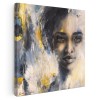Tablou canvas pictura portret femeie, galben, maro 1375 Tablou canvas pe panza CU RAMA 80x80 cm