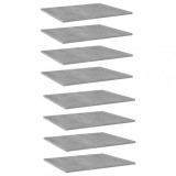 vidaXL Plăci bibliotecă, 8 buc., gri beton, 60 x 50 x 1,5 cm, PAL 805275