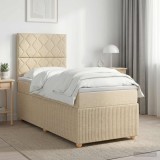 Cumpara ieftin Pat boxspring cu saltea cu headboard Crem 90 x 200 cm Tesatura