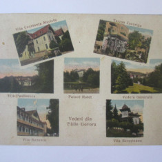 Carte poștala colaj Govora:Vile,hotel,terasa Cucurigu,circulată 1931