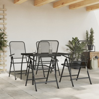 vidaXL Set de masă pentru grădină, 5 piese, plasă metalică antracit foto