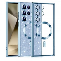 Husa MagSafe pentru Samsung Galaxy S24 Ultra S928, Techsuit, Luxury Glitter, Bleu