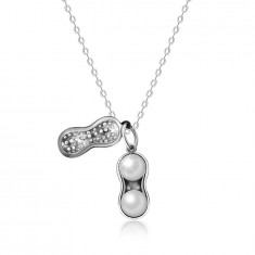 Colier din argint 925, formă de alună lucioasă cu perle rotunde