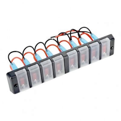 Panou 8 butoane intrerupatoare iluminate 12V 24cm x 5cm foto