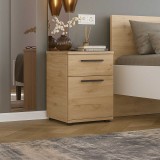 Cumpara ieftin Noptiera Adore White, 2 sertare, Usa reversibila, Alb - Stejar, 40x57x41 cm
