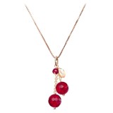 Colier argint 925 placat aur roz cu agat rubiniu Cherry Marak&amp;ograve; Made in Italy, pandantiv detasabil, reglabil 40-47cm