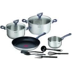 Set de 11 piese Tefal Daily Cook, 2 oale cu capac 20/24 cm, tigaie 28 cm, cratita 16 cm, 5 ustensile