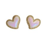 Cercei inimioara vintage cu sidef aurii