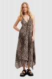 AllSaints rochie din bumbac LIL LEPPO maxi, evazati, W219DA