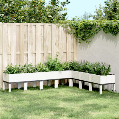 vidaXL Jardinieră de grădină cu picioare, alb, 200x160x42 cm, PP foto