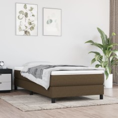vidaXL Saltea de pat cu arcuri, maro &icirc;nchis, 100x200x20 cm, textil