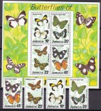 Jamaica 1977 fauna fluturi MI 423-426 + bl.11 MNH