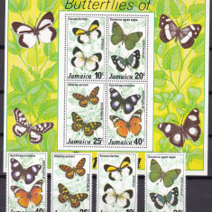 Jamaica 1977 fauna fluturi MI 423-426 + bl.11 MNH