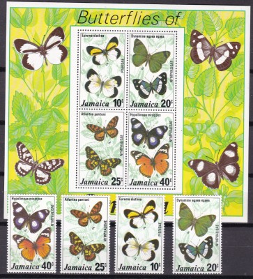 Jamaica 1977 fauna fluturi MI 423-426 + bl.11 MNH foto